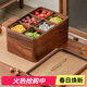 木雅軒干果盤(pán)實(shí)木干果盒瓜子糖果盤(pán)分格水果盤(pán)客廳干果收納盒果盤(pán)零食盤(pán) 胡桃木雙層+6玻璃碗