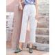 茵曼2025夏裝新款九分褲哈羅褲通勤橡筋腰蘿卜褲 珍珠白 28