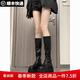 回力四季彈力長(cháng)筒瘦瘦靴子女款增高厚底長(cháng)靴女2026新款春季高筒騎士靴 黑色（升級專(zhuān)柜品質(zhì)） 37