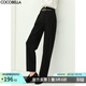 COCOBELLA氣質(zhì)干練高腰西裝褲女春氣質(zhì)通勤OL煙管褲休閑褲NPA12 黑色 L