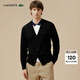 LACOSTE法國鱷魚(yú)男裝時(shí)尚簡(jiǎn)約v領(lǐng)羊毛針織開(kāi)衫毛衣|AH5665 031/黑色 L 5/180