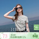 三彩2025夏季新款彩鉆字母T恤圓領(lǐng)正肩短袖上衣短款修身顯瘦M 花灰色 S 155/80A