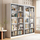 雙將輕奢移門(mén)書(shū)柜推拉玻璃門(mén)展示柜鐵藝書(shū)架落地鋼制收納柜子密碼鎖 120cm寬*180cm高【五層】含增值服務(wù)安裝