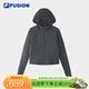 FILA FUSION斐樂(lè )潮牌女子連帽衛衣2026春季新款時(shí)尚修身針織上衣 B65深花灰-MG L 170/88A/L