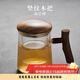 容山堂木把玻璃杯過(guò)濾內膽花茶紅茶泡茶杯個(gè)人帶蓋辦公杯加熱底座茶具 豎紋木把過(guò)濾玻璃杯