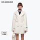 ANN ANDELMAN【沈月同款】大翻領(lǐng)雙面呢大衣女秋冬雙排扣腰帶收腰中長(cháng)款外套 米白色 XS