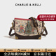 CHARLIE&KELLI CK品牌2026新款涂鴉水桶包卡通單肩斜挎包包女款情人節禮物女 玫紅色【京倉配送 贈專(zhuān)柜禮袋】