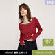 moussy&sly 新品簡(jiǎn)約風(fēng)圓領(lǐng)長(cháng)袖針織衫打底上衣030HAM80-2351 混合紅色087 S 00001/S