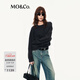 MO&Co.毛衣織針衫2025秋新品假兩件含綿羊毛燙鉆短款寬松MBE3SWTT14 深花灰色 XS /155