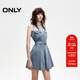 ONLY2025秋季新款無(wú)袖U領(lǐng)漸變百褶短裙牛仔裙連衣裙女|125142033 J33復古350牛仔洗水 M