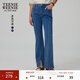 Teenie Weenie小熊秋季簡(jiǎn)約時(shí)髦提臀微喇牛仔褲修身時(shí)髦長(cháng)褲復古女 中藍色 L (170)