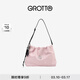 GROTTO個(gè)樂(lè )26年新款Mess系列垃圾袋植鞣綿羊皮單肩斜挎女包禮物 櫻花粉 M
