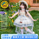 G.duck小黃鴨童裝洛麗塔公主裙女童連衣裙高端大拖尾生日禮服蓬蓬裙套裝 單裙子+裙撐 100 建議2~3歲（ 90-100cm）