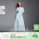 三彩2025夏季新款純棉連衣裙插肩袖A字裙寬松長(cháng)裙系帶氣質(zhì)S