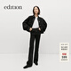 edition牛仔褲女復古黑色棉彈緊身喇叭褲顯瘦百搭 牛仔黑色 XXS (24)