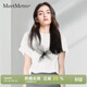 MeetMetro瑪依爾女裝印花T恤女2026夏季休閑寬松百搭圓領(lǐng)短袖上衣 白色 S