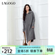 LAGOGO【抗起球】半拉鏈針織連衣裙女拉谷谷2024年冬新款中長(cháng)裙 灰色 L (165)