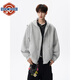 NEW OR MODE美式重磅墊肩連帽衛衣男春季新款假兩件寬松潮牌解構短款開(kāi)衫外套 灰色【高品質(zhì)】 XL 【建議125-145斤】