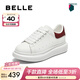 百麗（Belle）百搭麥昆小白鞋女商場(chǎng)同款時(shí)尚后尾撞色板鞋E1Q1DAM6 白色/紅 35 (225mm)
