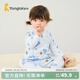 童泰寶寶套裝四季純棉嬰兒衣服圓領(lǐng)高腰家居服男童女童無(wú)骨睡衣 藍色 73 cm