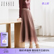 JESSIE時(shí)尚亮絲漸變顯瘦百褶網(wǎng)紗半身裙女秋 咖啡色 S