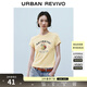UR夏季新款女裝復古做舊印花修身棉質(zhì)短袖T恤UYY450169 米黃 M
