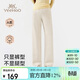 英氏（YEEHOO）新款孕婦褲無(wú)托腹直筒褲棉感牛仔褲可調節抽繩顯瘦孕婦裝米白M