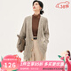 金菊綿羊毛慵懶風(fēng)2026新款秋冬純色加厚麻花紐扣中長(cháng)毛衣開(kāi)衫女羊毛衫 卡其 均碼