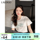 LAGOGO白色字母印花T恤女拉谷谷2025春季新款設計感亮片短袖上衣 本白色 XL