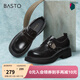百思圖（BASTO）【暗夜精靈】百思圖秋新款英倫風(fēng)樂(lè )福鞋小皮鞋女單鞋BG254AM5 黑色 37