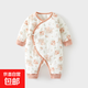 新生嬰兒蝴蝶衣夾棉連體衣薄棉無(wú)骨哈衣秋冬純棉初生40克寶寶爬服 粉色（薄棉嬰兒車(chē)綁帶蝴蝶衣） 52cm