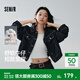 森馬（Semir）牛仔外套女春季短款翻領(lǐng)落肩寬松做舊2026新款工裝風(fēng)高街夾克 原色牛仔98101 L
