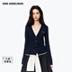 ANN ANDELMAN【白鹿同款】2026新款拼接針織衫假兩件長(cháng)袖V領(lǐng)開(kāi)衫 深寶藍 XS