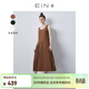 EIN【風(fēng)琴褶天使裙】EIN言絲棉長(cháng)款純色無(wú)袖百褶連衣裙女秋款 咖色 M