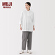 MUJI女式易干平紋七分袖長(cháng)上衣女士襯衫襯衣日系外套女裝25年秋季 白色 M (160/84A)
