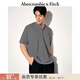 Abercrombie & Fitch經(jīng)典小麋鹿圖案男裝25夏季美式重磅寬松亨利領(lǐng)短袖T恤 深灰色 XL (180/116A)尺碼偏大