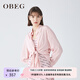 OBEG歐碧倩新復古回潮時(shí)尚通勤燈籠袖襯衫純色職場(chǎng)襯衣10422081 櫻花粉 M /165/38