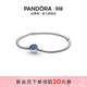 潘多拉（PANDORA）閃耀藍色紐扣形蛇骨鏈手鏈素圈高級情侶款生日禮物 1 16cm