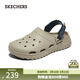 斯凱奇（Skechers）洞洞鞋男踩屎感透氣舒適休閑外穿沙灘鞋243311 灰褐色/TPE 41