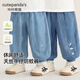 咔咔熊貓男童運動(dòng)長(cháng)褲子嬰兒天絲牛仔防蚊褲夏款兒童夏裝女寶寶空調褲薄款