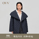 OVV秋冬熱賣(mài)女裝經(jīng)典時(shí)髦大翻領(lǐng)小菱格保暖棉服外套 藏青（凈色）A4 L