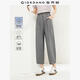 佐丹奴亞麻褲子女新款棉麻休閑褲打褶松緊腰寬松七分褲女13425329 07刷磨灰 M