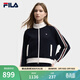 FILA 斐樂(lè )官方女士針織長(cháng)袖外套冬新款休閑寬松拼色立領(lǐng)上衣 傳奇藍-NV L 170/88A/L