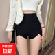 黑色高腰短褲女夏外穿彈力緊身包臀休閑褲不規則性感辣妹打底熱褲 黑色 M