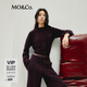 MO&Co.2024秋新品雙面抓絨德絨堆領(lǐng)連帽喇叭袖衛衣