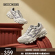 斯凱奇（Skechers）男鞋春季休閑鞋戶(hù)外運動(dòng)鞋厚底增高老爹鞋復古百搭熊貓鞋 淺灰色/LTGY 42