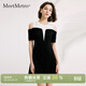MeetMetro瑪依爾2026夏季撞色露肩T恤連衣裙女收腰短裙顯瘦小黑裙 黑色【現貨閃電發(fā)】 S