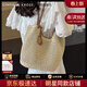 CinvaiKrose官方店小c&k度假草編托特包包女2026新款沙灘編織包情人節520禮物 米白色Beige【送女友老婆女生禮物走心】