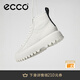 愛(ài)步（ECCO）休閑鞋女 時(shí)尚百搭防水高幫牛皮鞋 街頭860403 白色/灰白色86040352292 38
