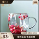 八璽網(wǎng)紅真花雙層玻璃杯高顏值情侶果汁杯咖啡杯帶把手高硼硅隔熱杯子 玫紅花 250ml 【2件95折·加厚版】網(wǎng)紅真花雙層帶把玻璃杯